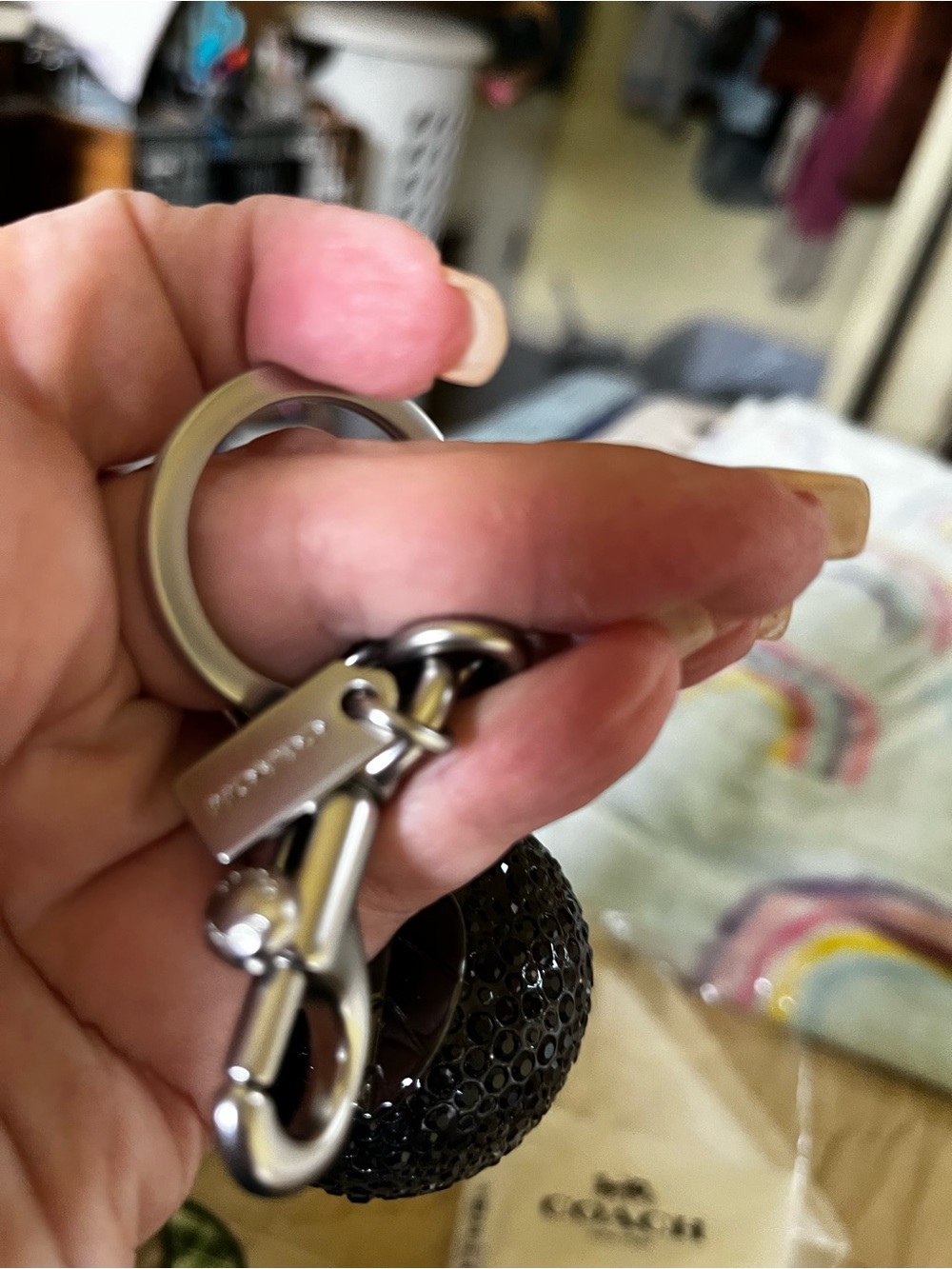Coach Black Crystal Apple Bag Charm - Picture 11 of 14